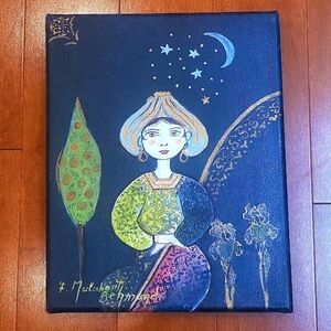 Original Oil Painting--Lady at Night